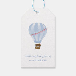 Blue Minimalist Luftballong Boy Shower Presentetikett