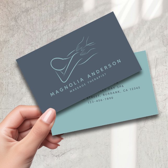 Blue Minimalist Modern | Massageterapi Visitkort (Skapare uppladdad)