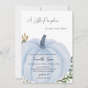 Blue Minimalist Pumpkin Baby Shower Inbjudningar