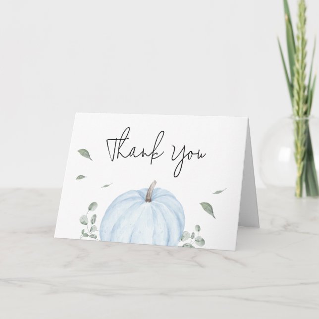 Blue Minimalist Pumpkin Baby Shower Tack Kort (Framsida)