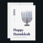 Blue Minimalist Watercolor Menorah Candle Hanukkah Julkort<br><div class="desc">© Gorjo Designs. Gade åt dig via Zazzle-plattformen. // Behöver du hjälp med att anpassa din design? Har andra idéer? Kontakta mig gärna (Zoe) direkt via kontaktknappen nedan.</div>