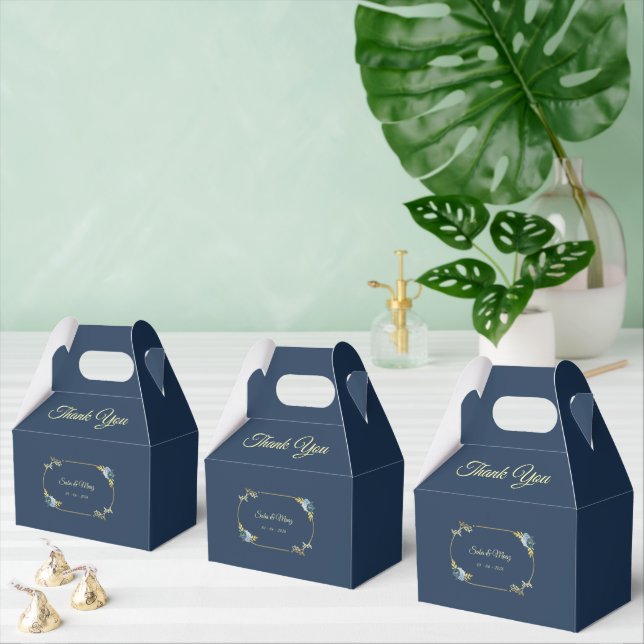 Blue Minimalist Wedding Favor Boxes Editable  Presentaskar (Multipel)
