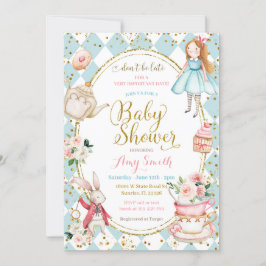 Blue Mint Alice i Wonderland Tea Party Inbjudningar