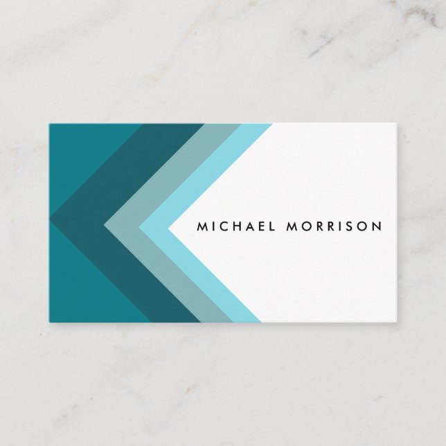 Blue mint arrow geometric minimal modern design visitkort (Framsida)