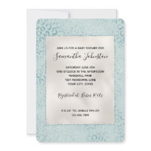 Blue Mint Leopard Skriv ut Glitter