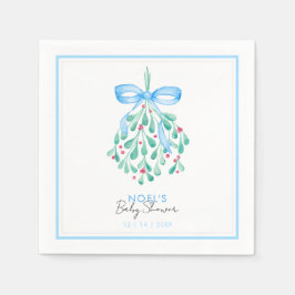 Blue Mistletoe Baby Shower Napkins Pappersservett