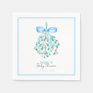 Blue Mistletoe Baby Shower Napkins Pappersservett