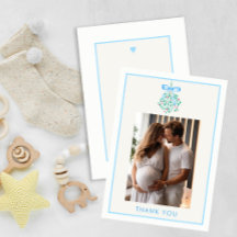 Blue Mistletoe Baby Shower - tack för ditt kort