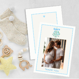 Blue Mistletoe Baby Shower - tack för ditt kort