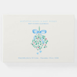 Blue Mistletoe Boy Shower Guest Bok