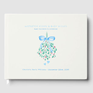Blue Mistletoe Boy Shower Guest Bok