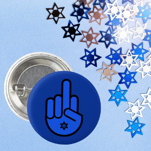 Blue Mitten Finger Hamsa med David-stjärnan Knapp
