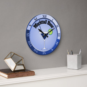 Blue Mocktail Hour Pub Clock Stor Klocka