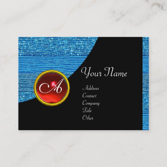 BLUE MODE PÄRLOR MONOGRAM ,Svart röd ruby Visitkort (Framsida)