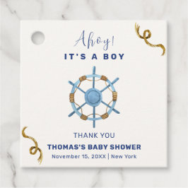 Blue Modern Ahoy Nautical Boy Shower Gåvor Etiketter