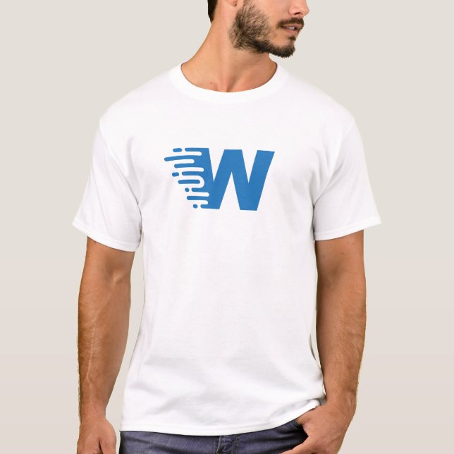 Blue Modern and Minimal Letter W Monogram T Shirt (Framsida)