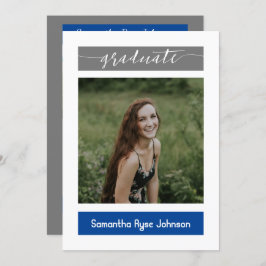 Blue Modern Block 3-Photo Studenten Inbjudningar