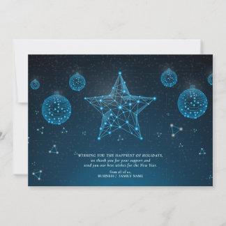 Blue Modern Christmas Star Corporate Logo Business Julkort