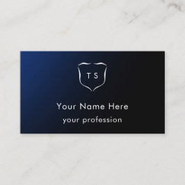 Blue Modern Custom Monogram Crest Professional Visitkort