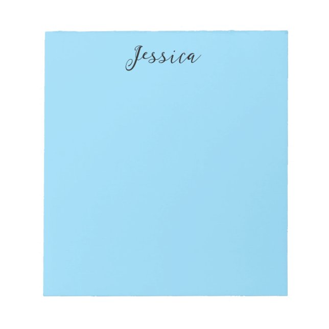 Blue Modern Elegant Plain Simple Professional Name Anteckningsblock (Framsida)