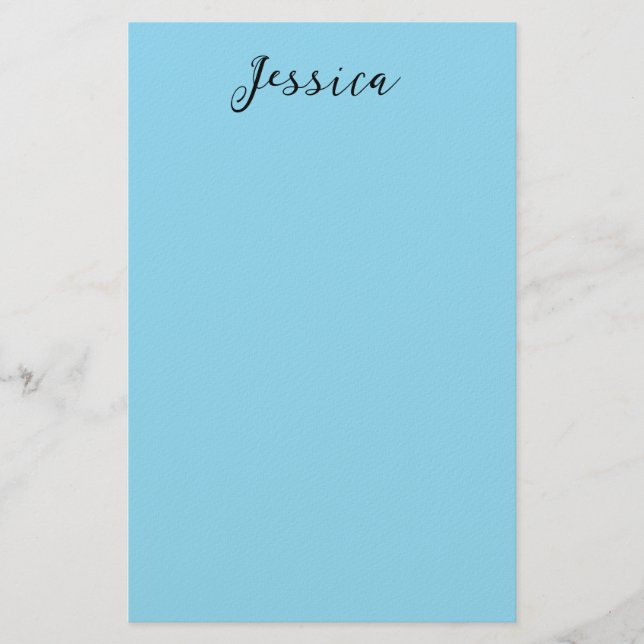 Blue Modern Elegant Plain Simple Professional Name Brevpapper (Framsida)