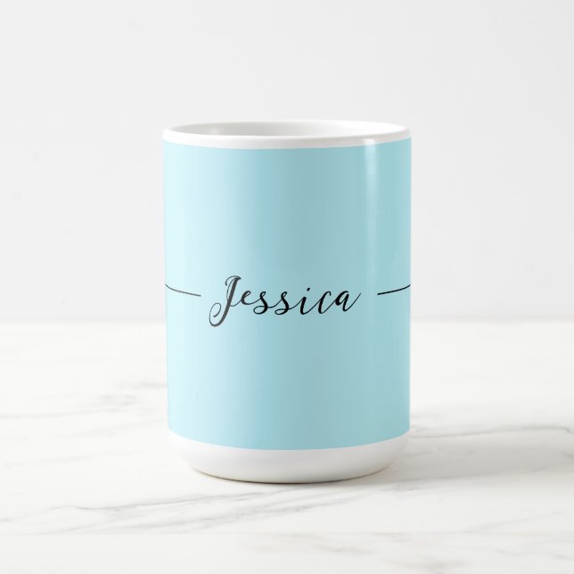 Blue Modern Elegant Plain Simple Professional Name Kaffemugg (Center)