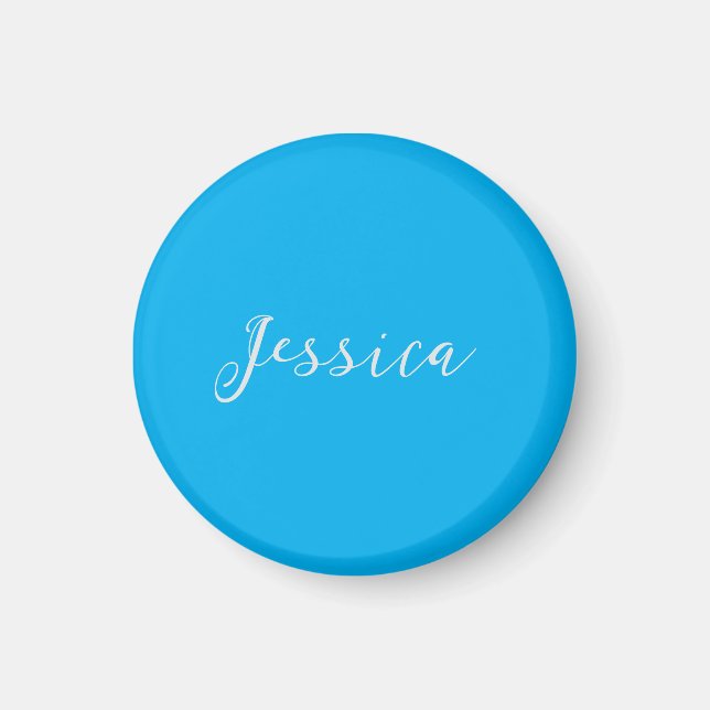 Blue Modern Elegant Plain Simple Professional Name Magnet (Framsidan)