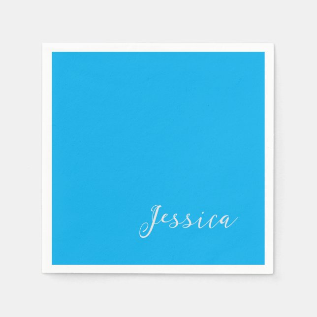 Blue Modern Elegant Plain Simple Professional Name Pappersservett (Framsidan)