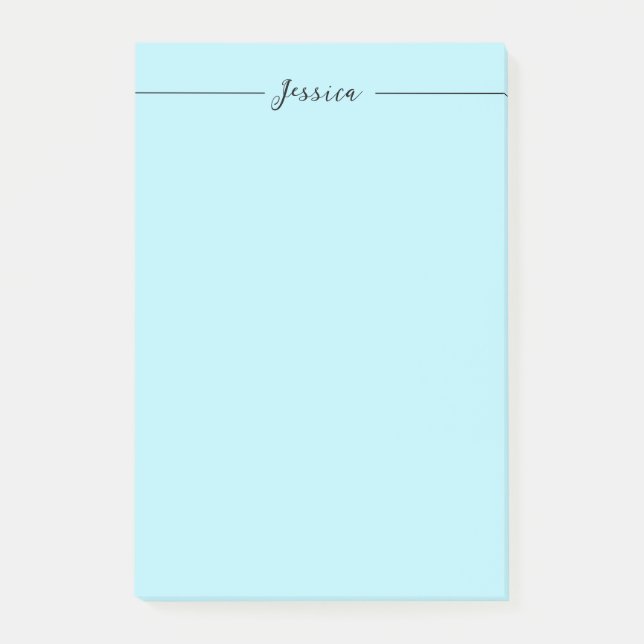 Blue Modern Elegant Plain Simple Professional Name Post-it Block (Framsida)