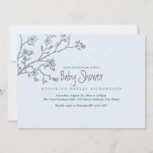 Blue Modern Garden Baby Shower Inbjudan
