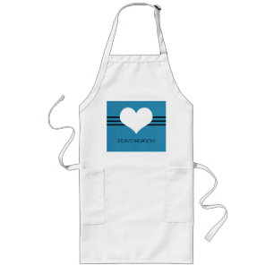 Blue Modern Heart Apron Långt Förkläde
