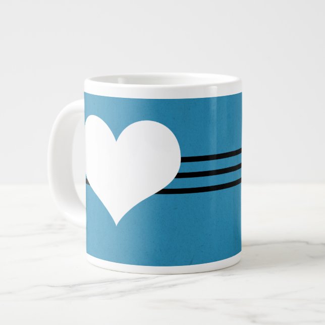Blue Modern Heart Jumbo Mugg (Framsida vänster)