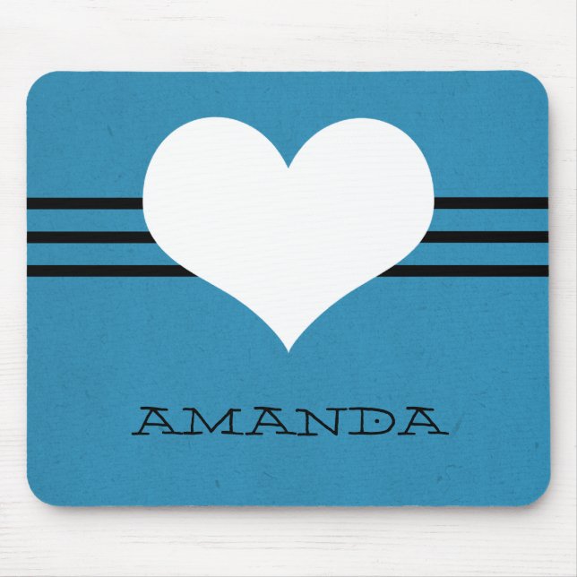 Blue Modern Heart Mousepad Musmatta (Framsidan)