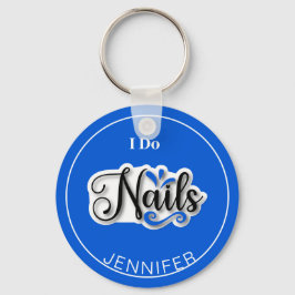 Blue Modern I Do Nagel Nail Technician Keychain Nyckelring