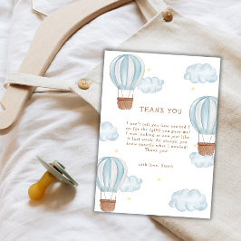 Blue Modern Luftballong Cloud Boy Baby Shower Tack Kort