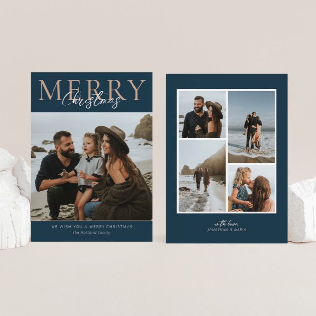 Blue Modern Minimalist Photo God jul Julkort (Skapare uppladdad)