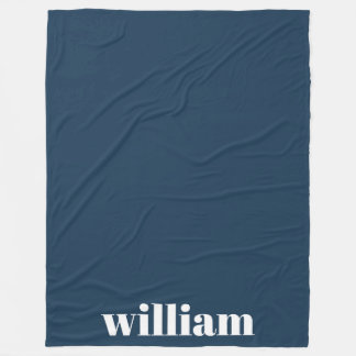 Blue Modern Monogram Personlig Namn Fleecefilt