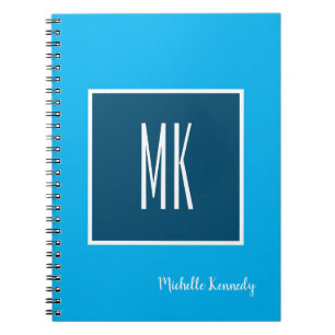 Blue Modern Monogrammed Professionell Anteckningsbok