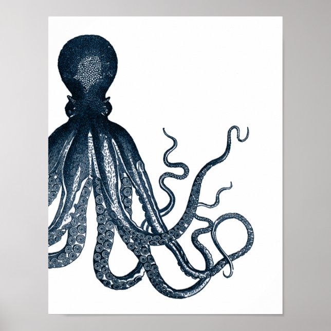 Blue Modern Octopus Poster (Framsidan)