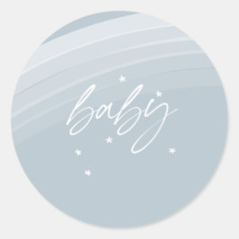Blue Modern Rainbow and stars White Baby Shower Runt Klistermärke