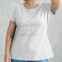 Blue Modern Rainbow and stars White Baby Shower T Shirt