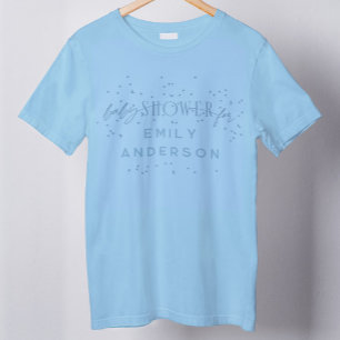 Blue Modern Rainbow och stars Blue Baby Shower T Shirt