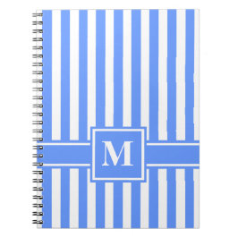 Blue Modern Rand med Monogram Anteckningsbok Med Spiral