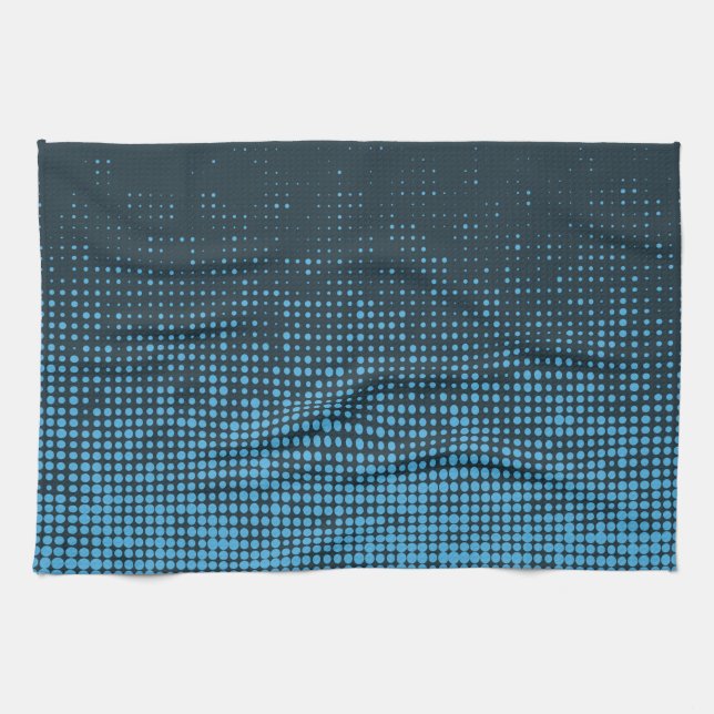Blue, modern, retro, cool, trendy dot pattern kökshandduk (Horisontell)
