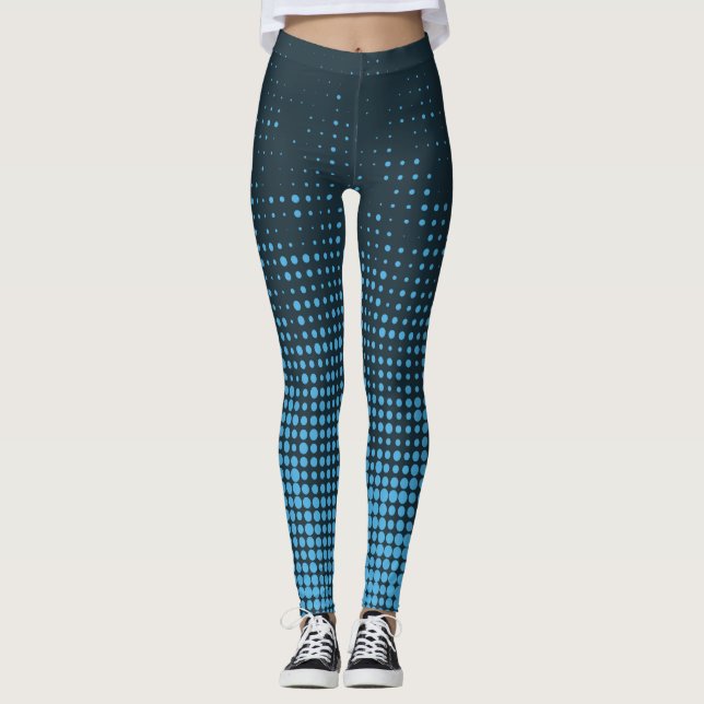 Blue, modern, retro, cool, trendy dot pattern leggings (Framsida)