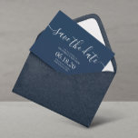 Blue Modern Script Bröllop spara datum Spara Datumet<br><div class="desc">Simple Modern Script Bröllop spara datum-kort. Om du vill ha en mer avancerad anpassning av den här designen klickar du på knappen Anpassa! Matchningsalternativ och fler alternativ för färg finns också på begäran.</div>