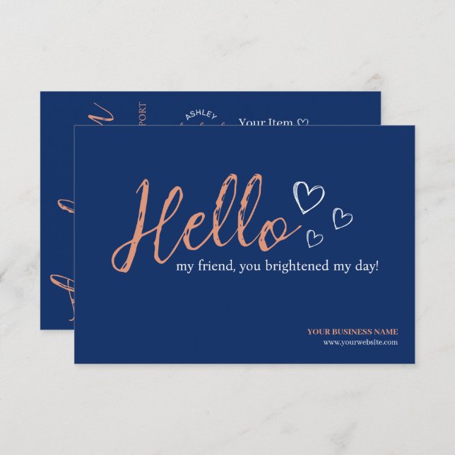 Blue Modern Script QR-kod, Tack Business Tilläggskort (Fram/baksida)