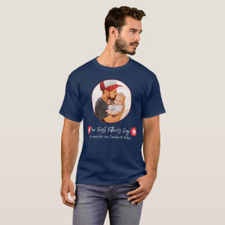 Blue Modern Simple Cute Pappa första Fars dag T Shirt