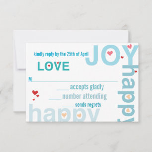 Blue Modern Typography Bröllop OSA Kort