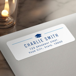 Blue Modern Typography Student Returadress Etikett